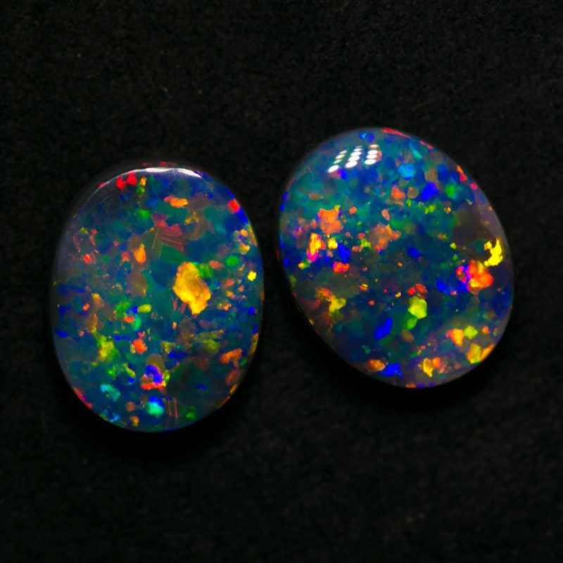 4.78 ct gem black opal pair 10x8.6mm