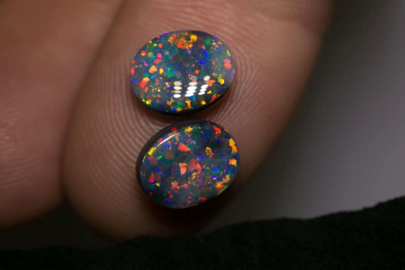 4.78 ct gem black opal pair 10x8.6mm
