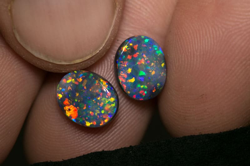 4.78 ct gem black opal pair 10x8.6mm