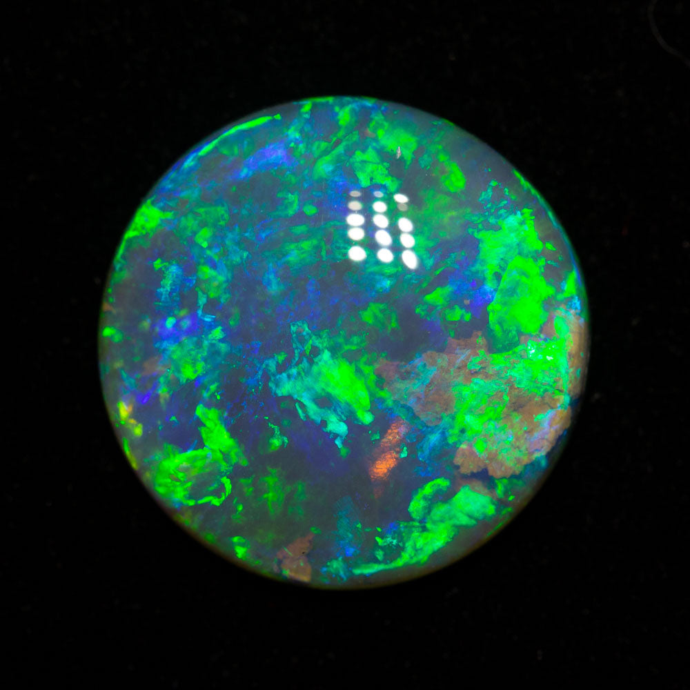 4.80 ct black crystal opal 13.7x13.7x4.1mm