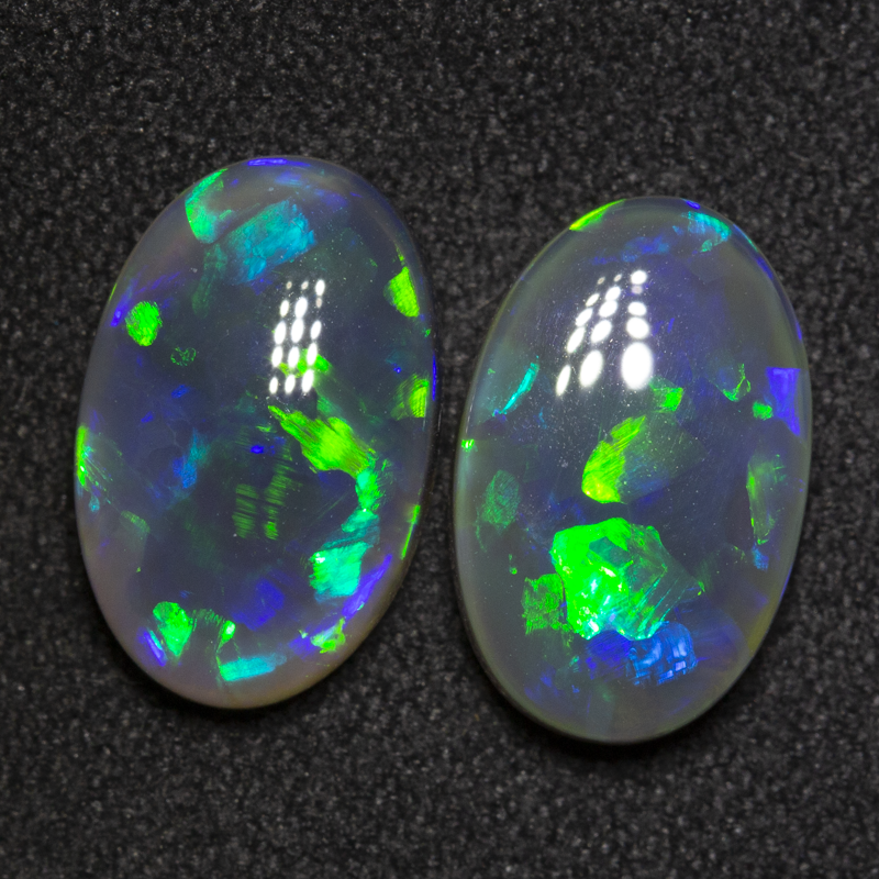 5.45 ct black opal pair 12.4x8x4.3mm