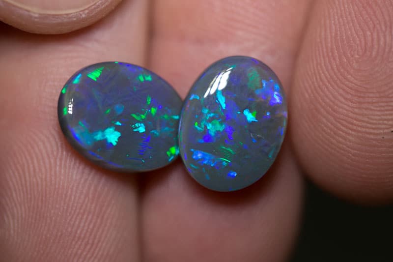 7.48 ct black opal pair 13x10x4mm