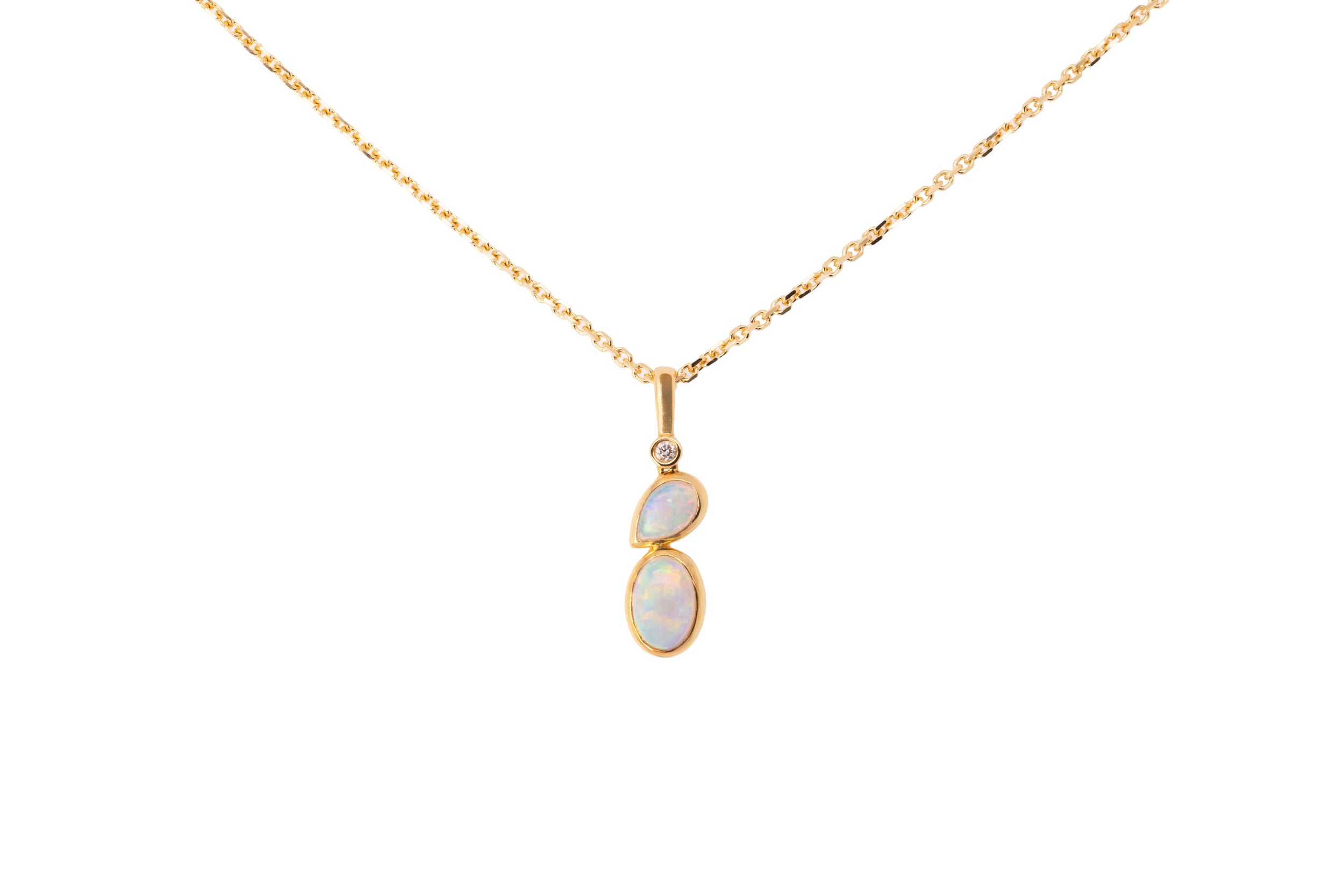 Astra — 18kt Yellow Gold 0.60 ct Crystal Opal Diamond Pendant