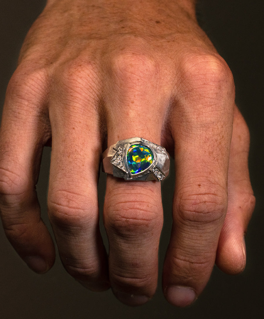 Custom Black Opal Jewelry Ring 