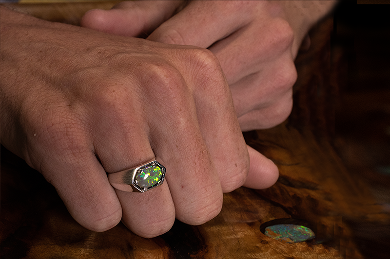 Saxon Ring Sterling Silver with 2.23ct crystal opal