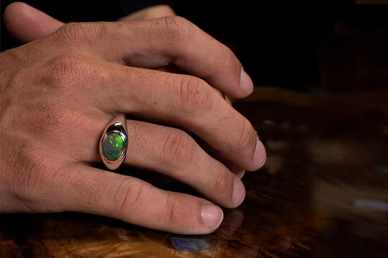 Duke Ring Sterling Silver with 1.82ct dark opal