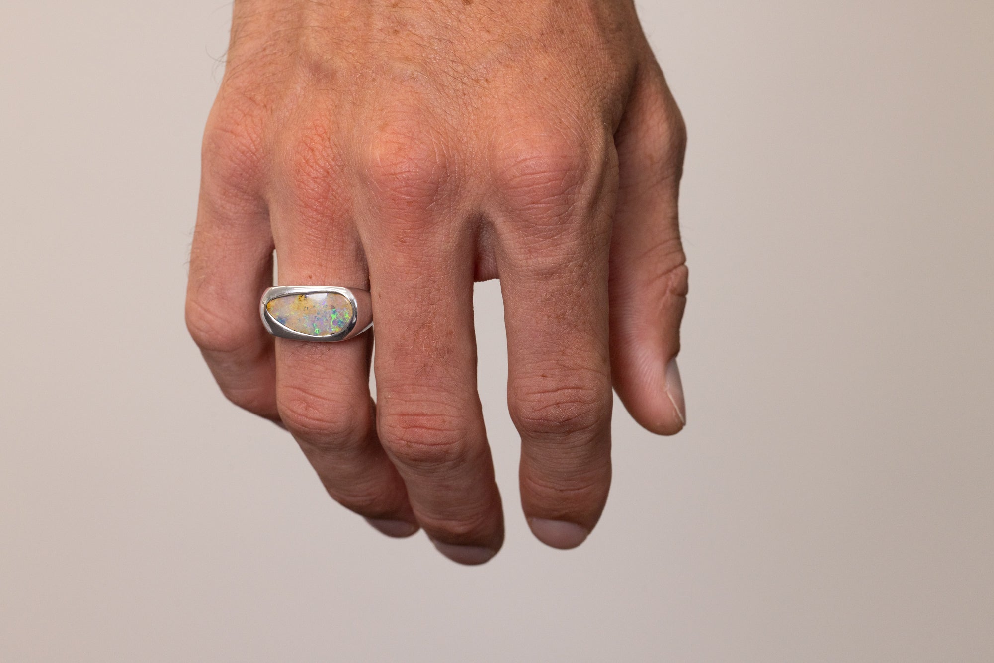 Sterling Silver 4.30 ct Boulder Opal Ring