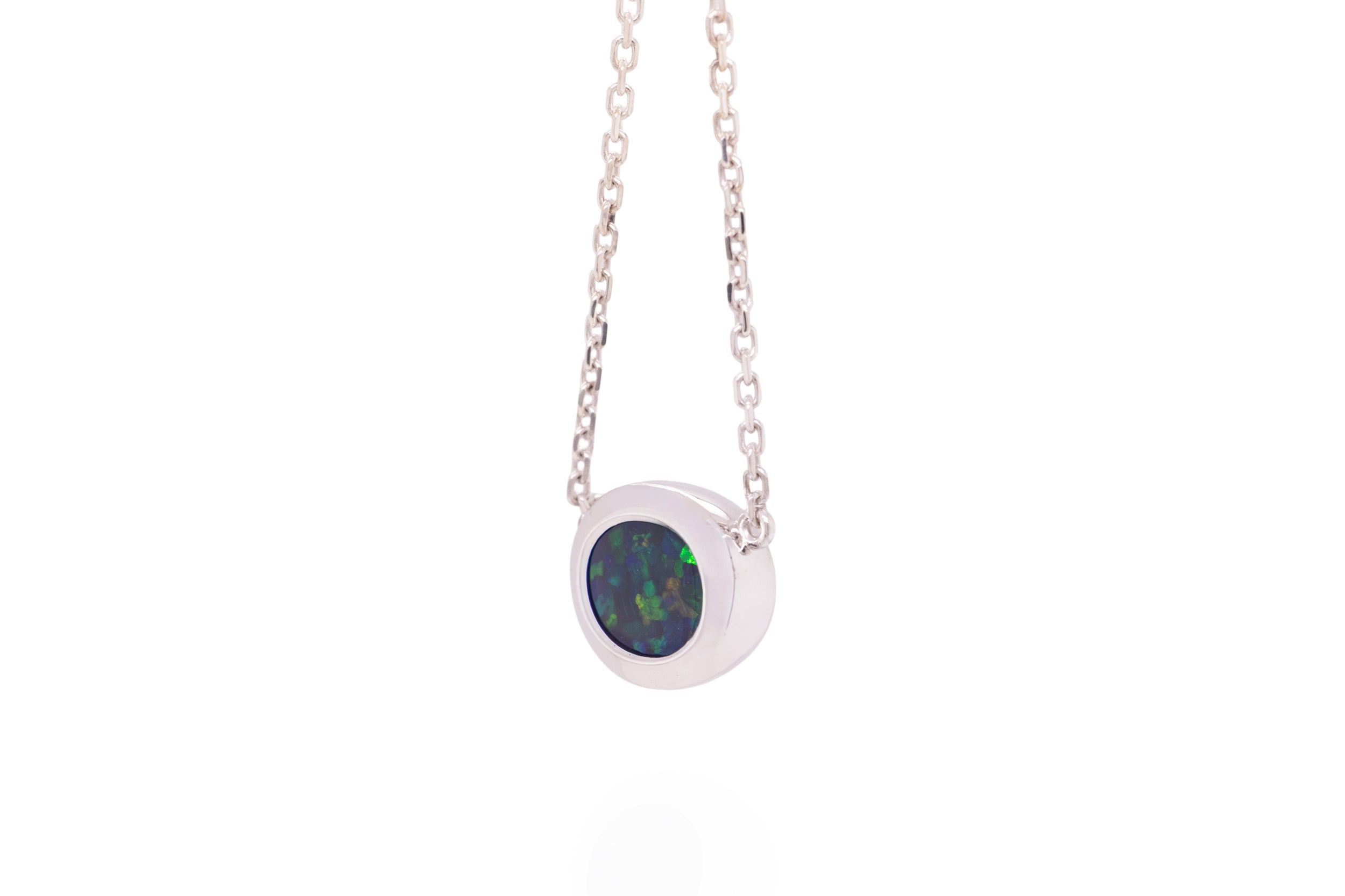 Sterling Silver 1.23 ct Black Opal Necklace