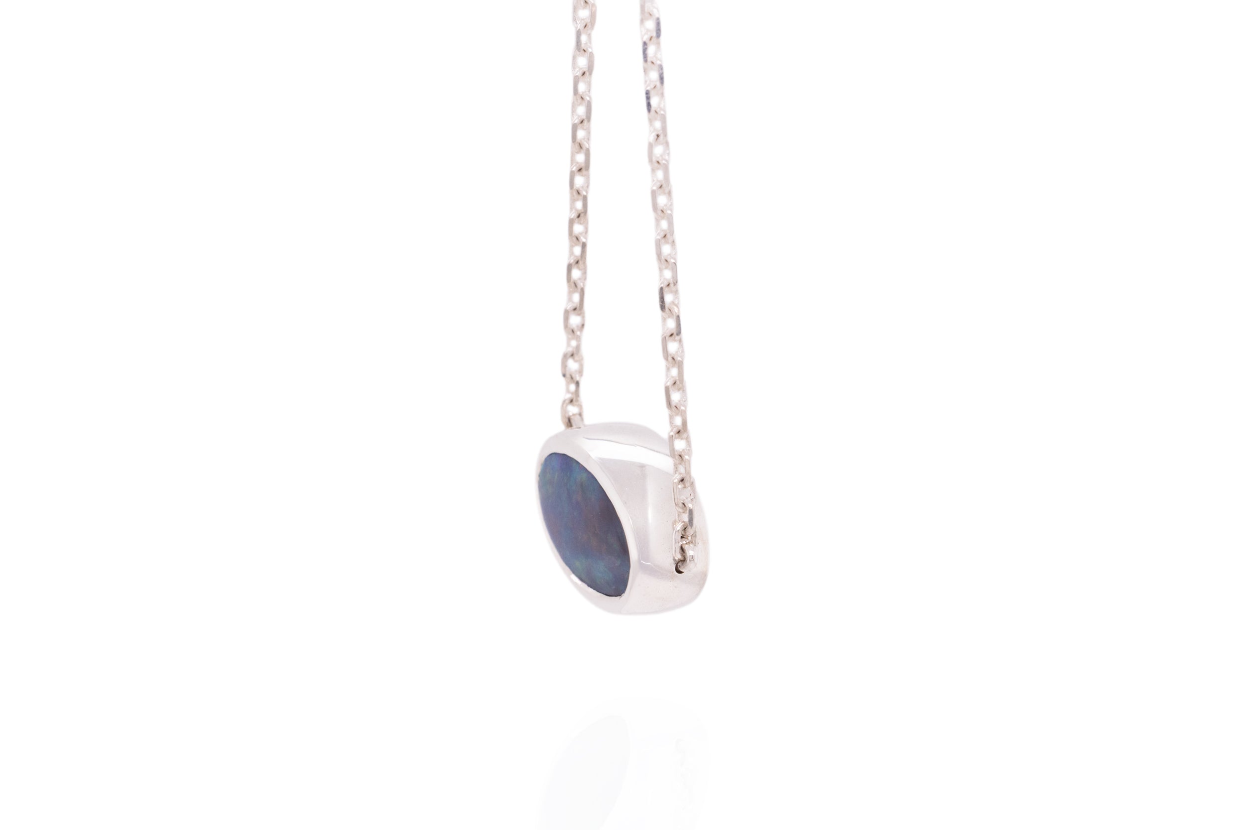 Johanna — Sterling Silver 1.95 ct Black Opal Necklace