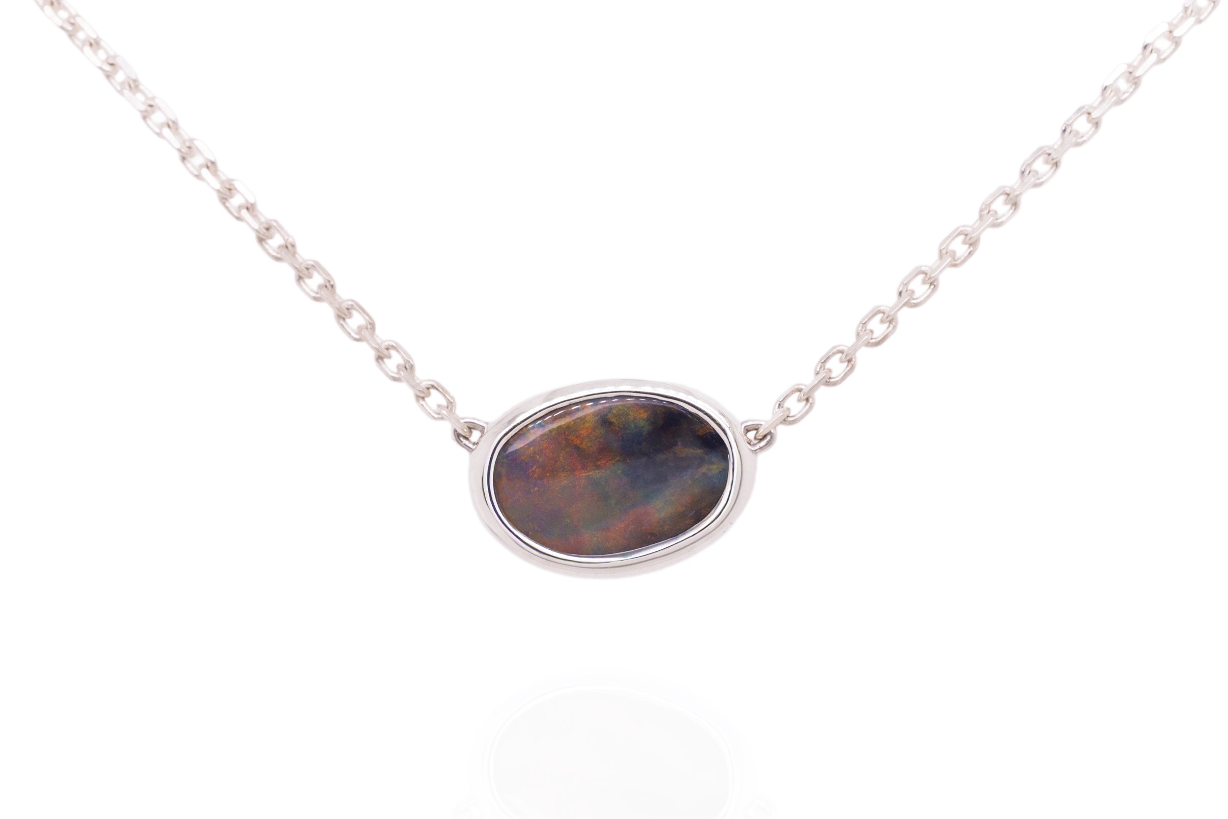 Johanna — Sterling Silver 1.95 ct Black Opal Necklace