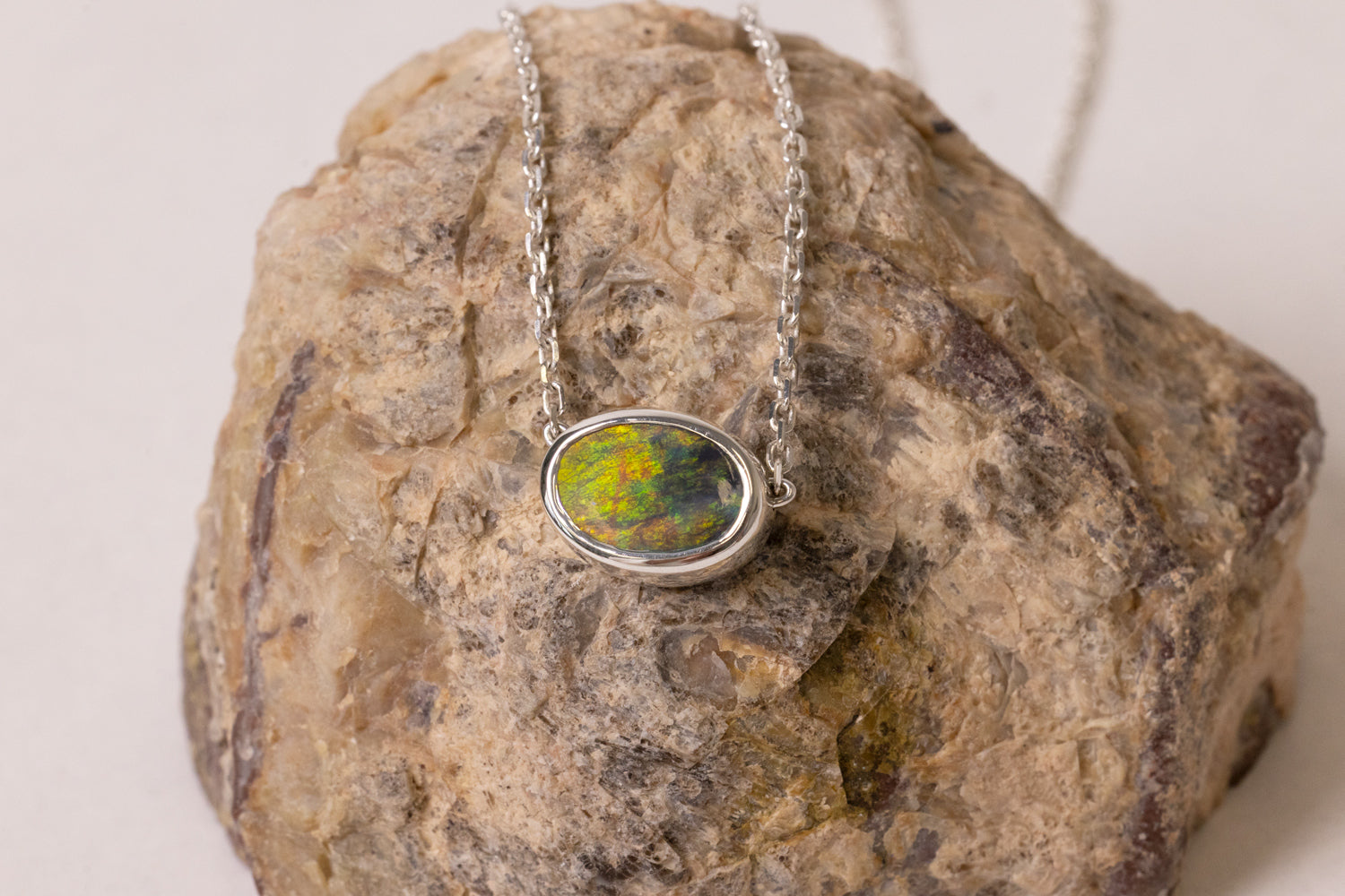 Johanna — Sterling Silver 1.95 ct Black Opal Necklace