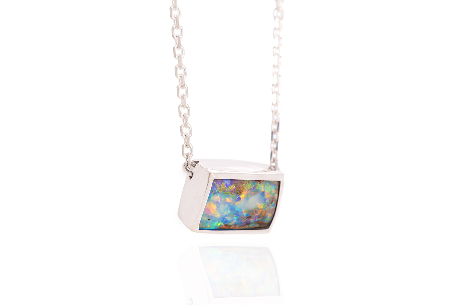 Johanna — Sterling Silver 2.60 ct Boulder Opal Necklace
