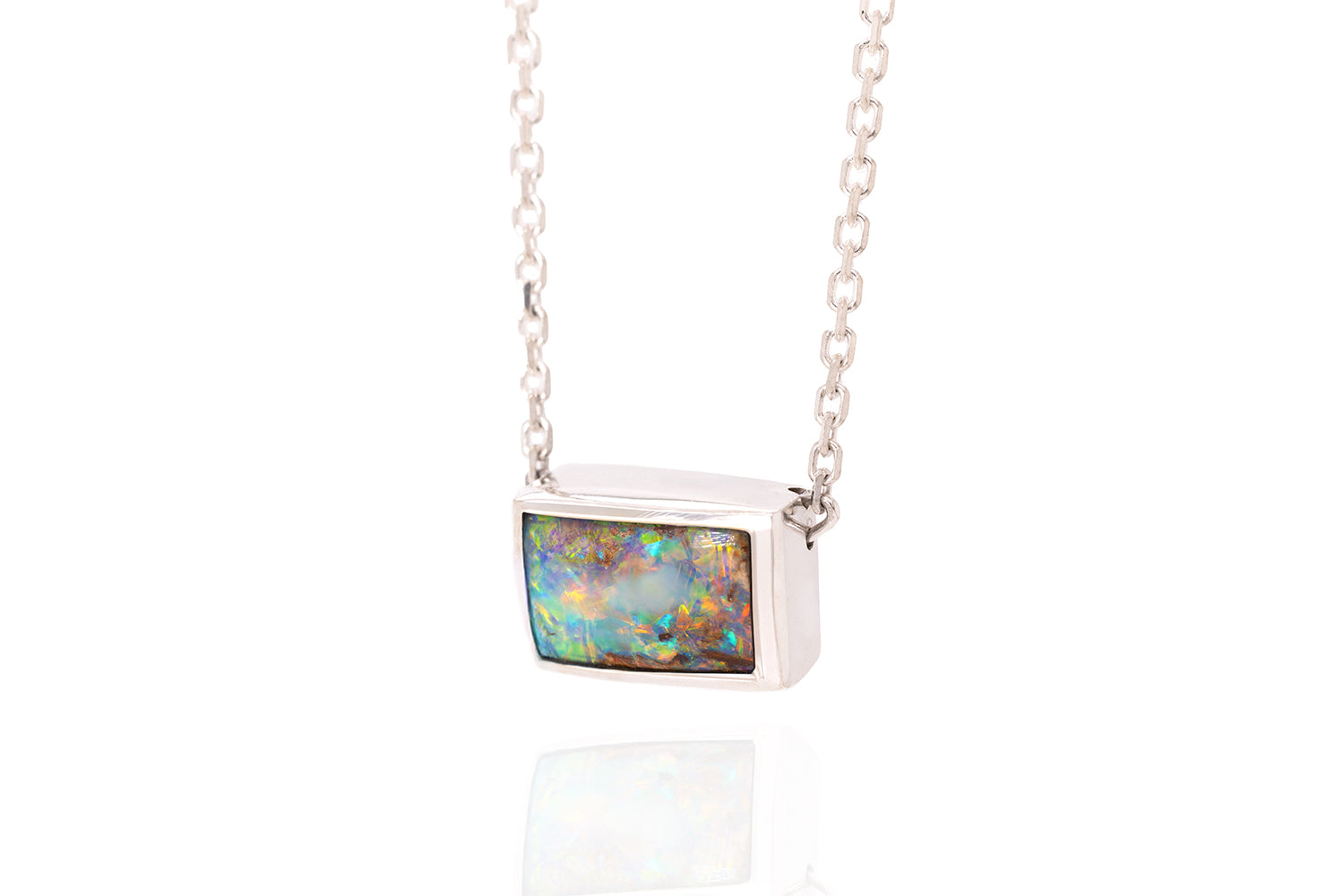 Johanna — Sterling Silver 2.60 ct Boulder Opal Necklace