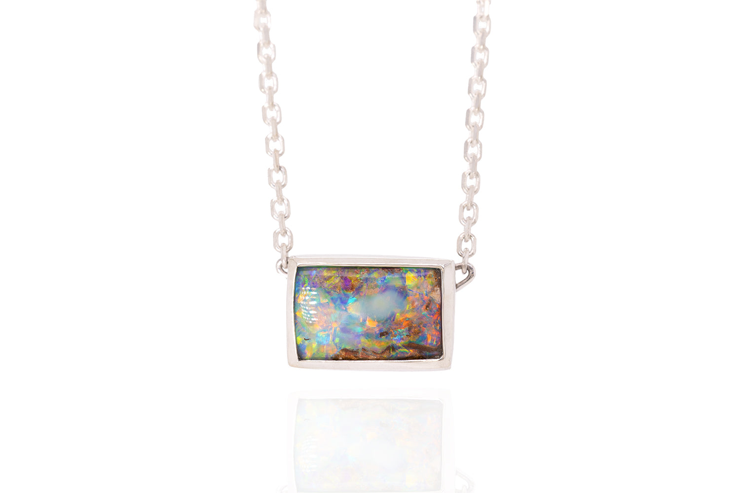 Johanna — Sterling Silver 2.60 ct Boulder Opal Necklace