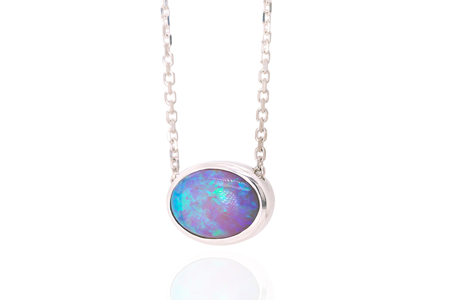 Johanna — Sterling Silver 2.58 ct Crystal Opal Necklace