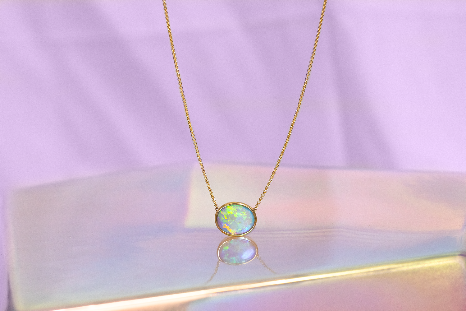 Johanna Necklace Gold with 2.23ct Crystal Opal