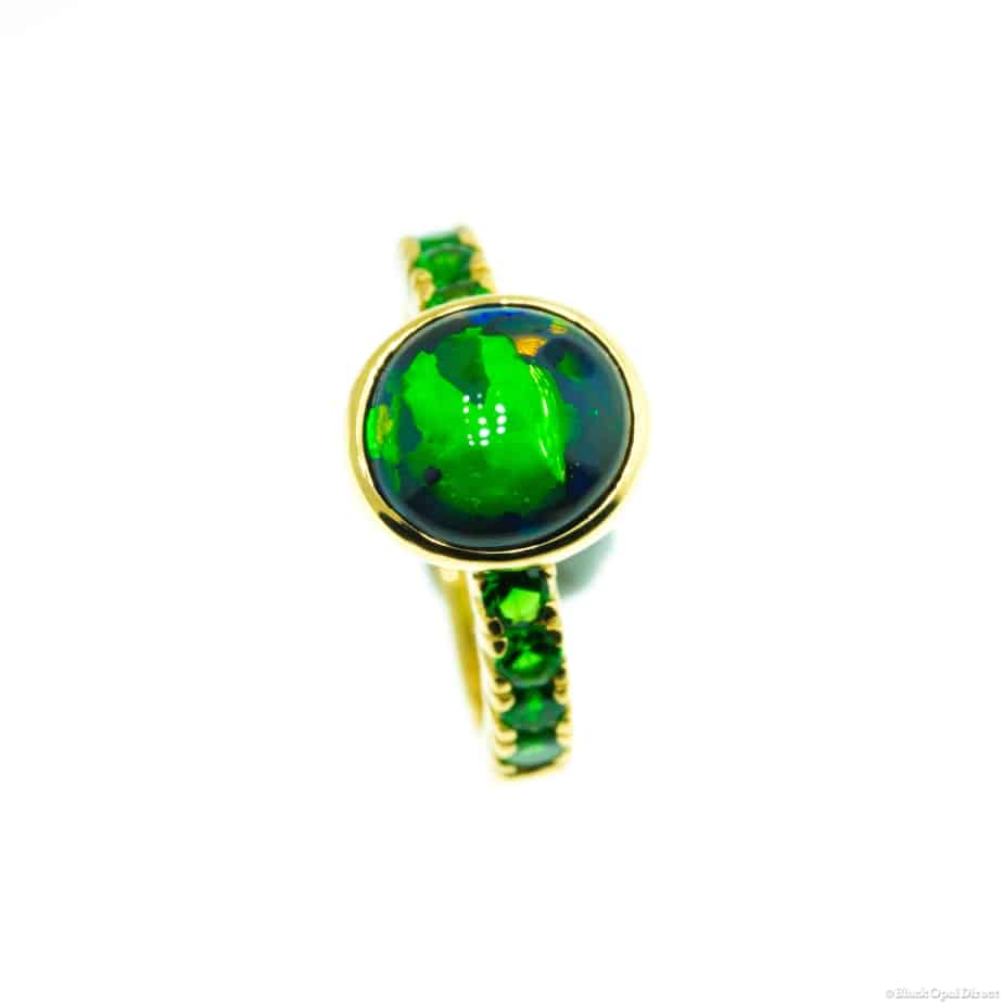 Opal 3.29ct and Tsavorite Ring