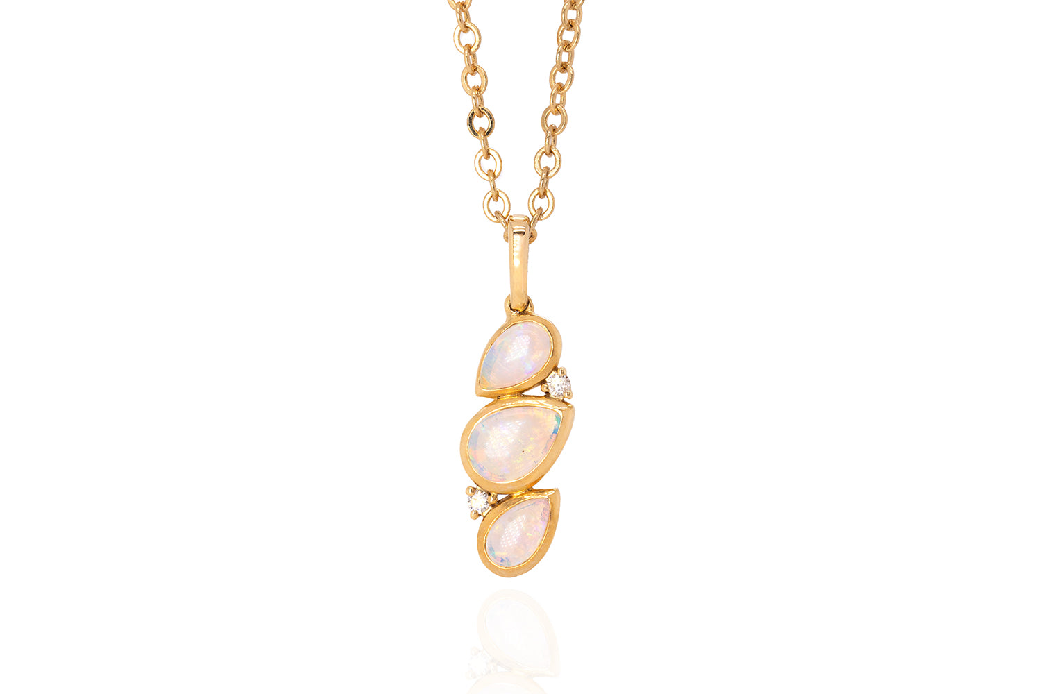 Ophelia — 18kt Yellow Gold Crystal Opal and Diamond Pendant