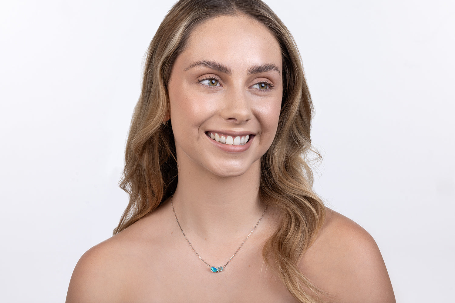 Spirit Platinum Necklace — boulder opal & green beryl