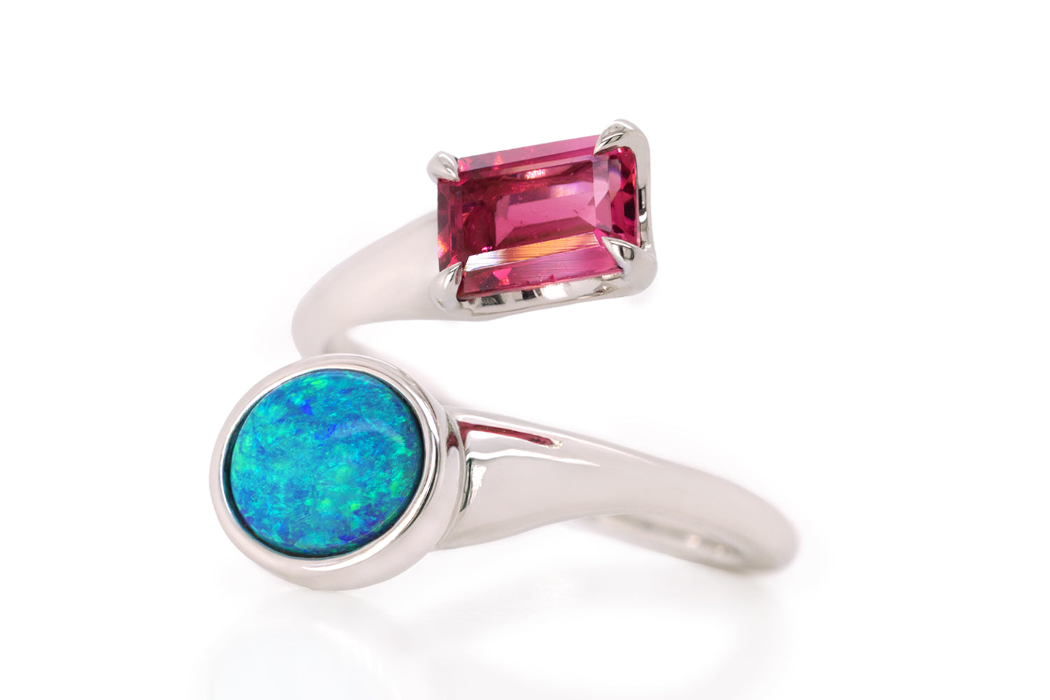 Spirit Platinum Ring — black opal & tourmaline