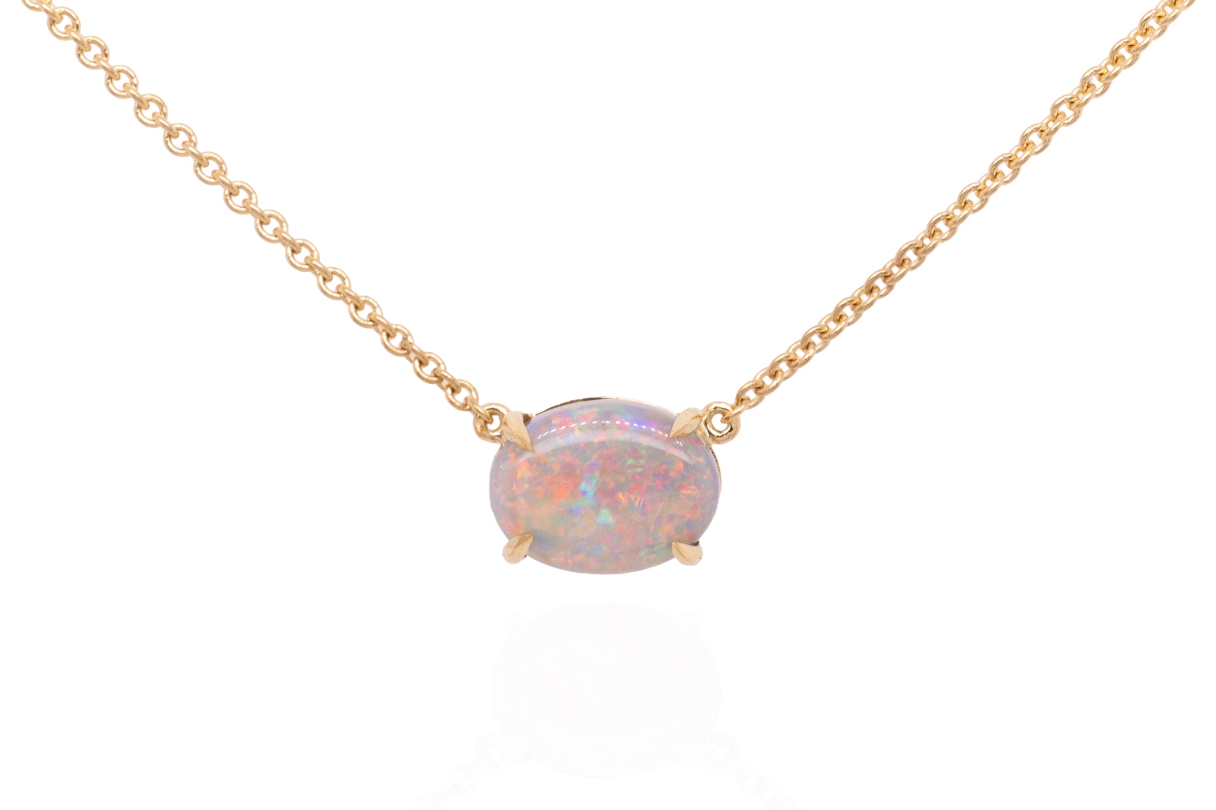 Ruthie — 18kt Yellow Gold 1.12 ct White Opal Necklace