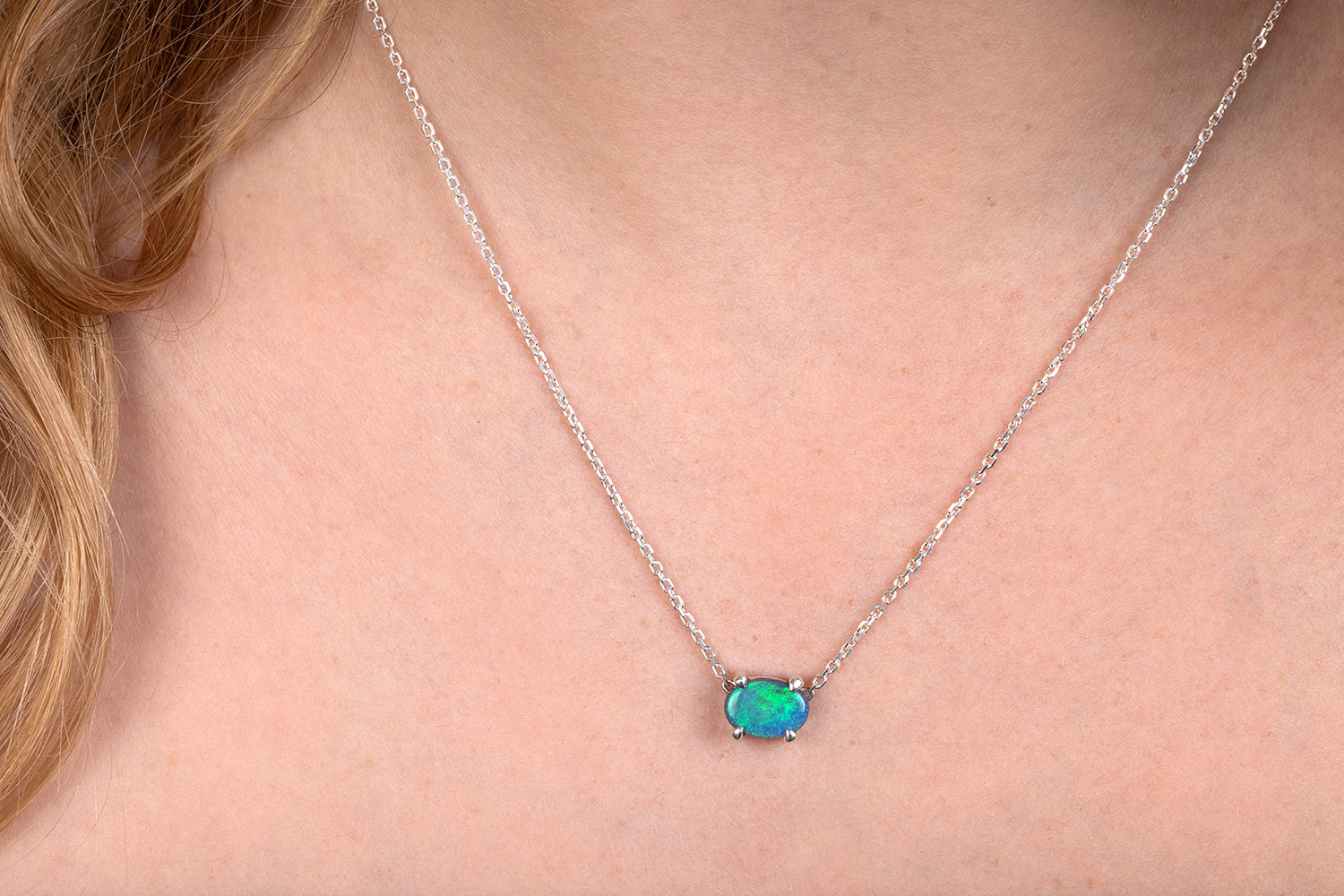 Ruthie — Sterling Silver 1.40 ct Black Opal Necklace