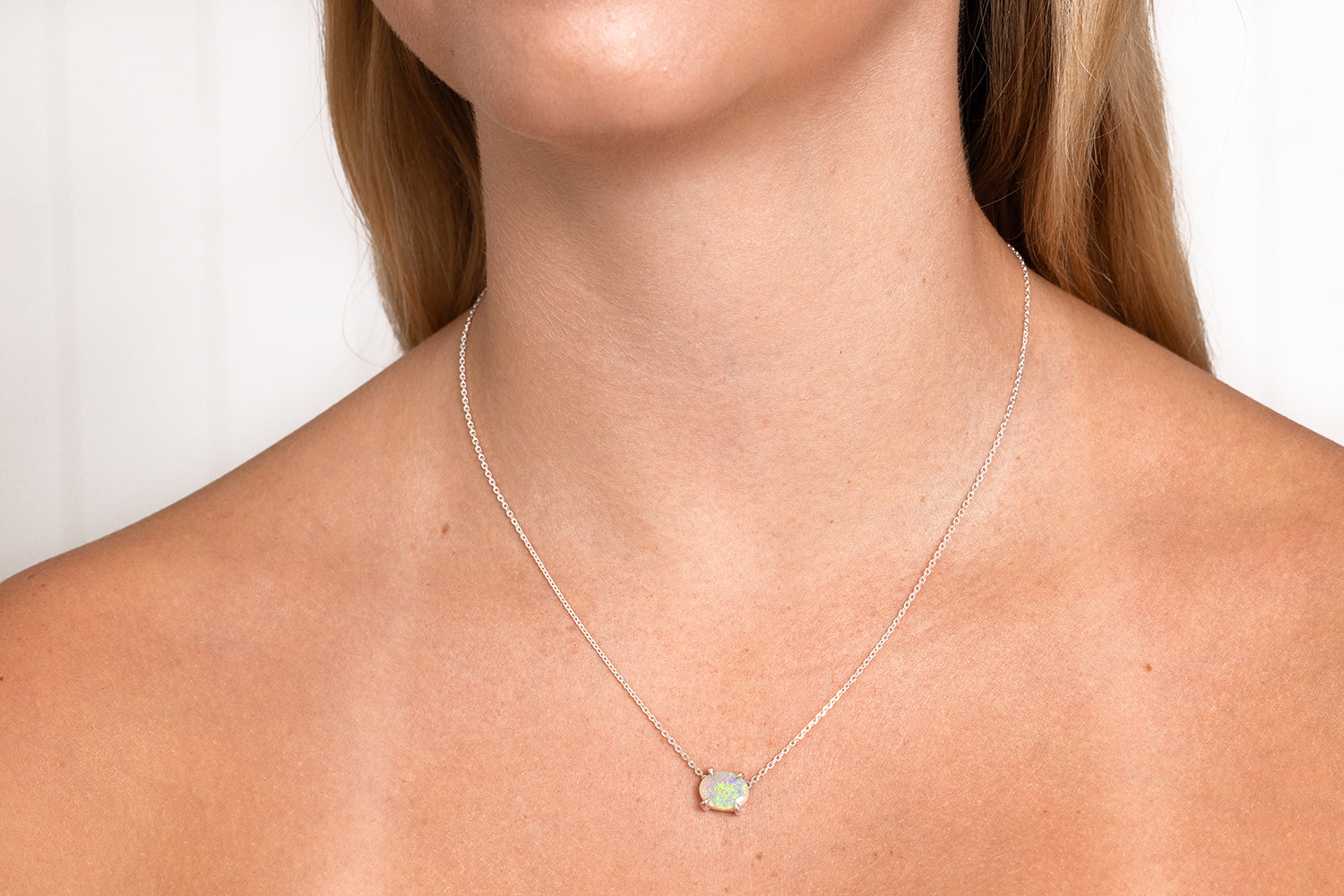 Ruthie — Sterling Silver 1.83 ct Crystal Opal Necklace