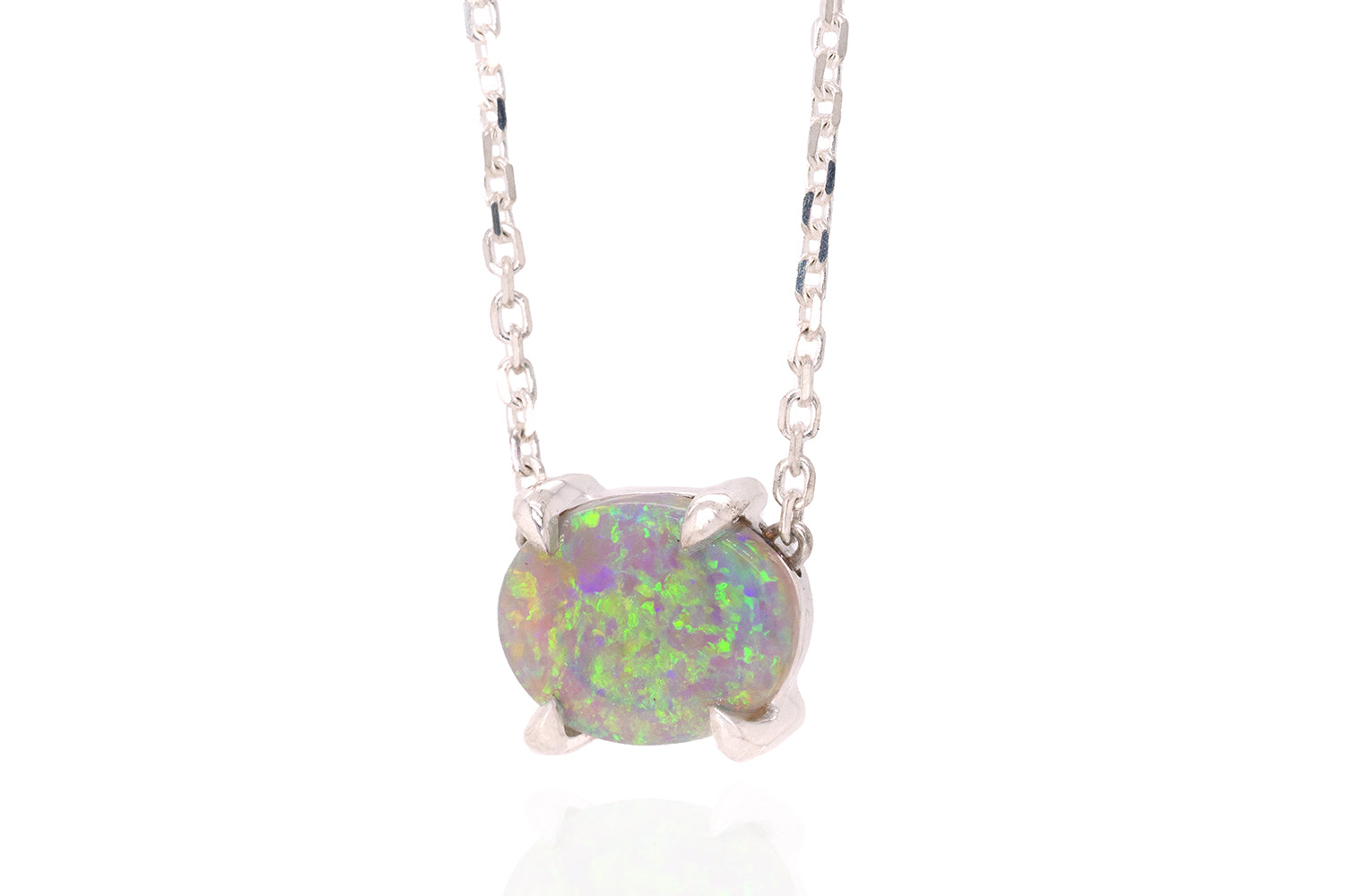 Ruthie — Sterling Silver 1.83 ct Crystal Opal Necklace