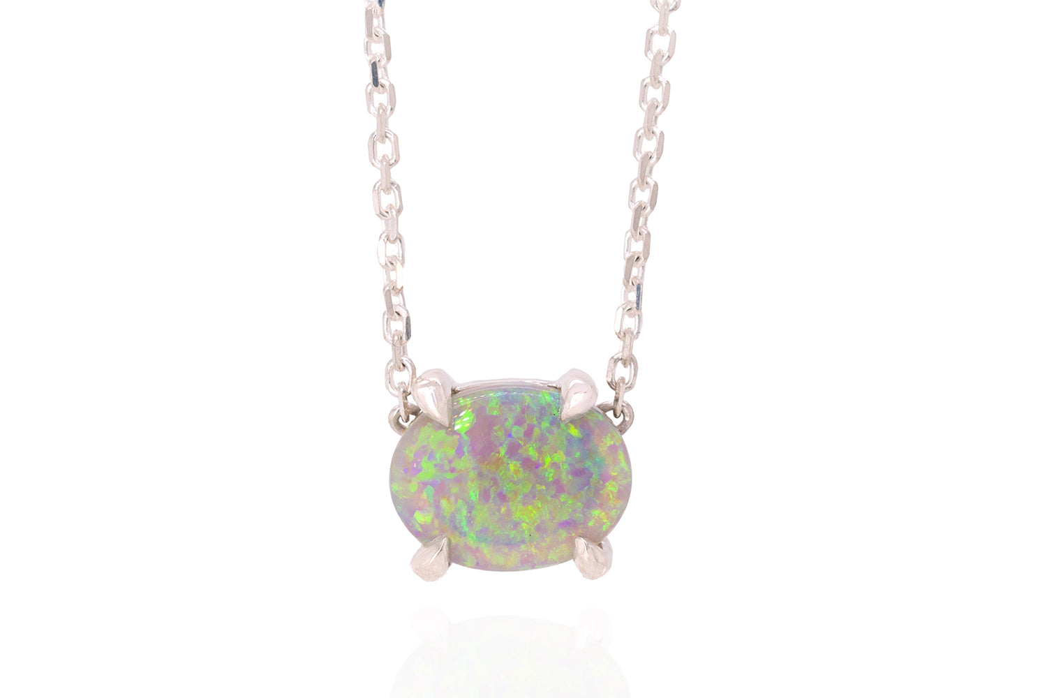 Ruthie — Sterling Silver 1.83 ct Crystal Opal Necklace