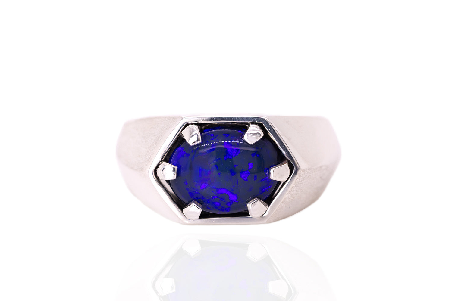 Saxon — Sterling Silver 2.67 ct Black Opal Ring