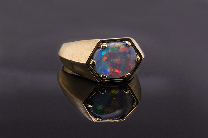 Yellow Gold Saxon Opal Ring