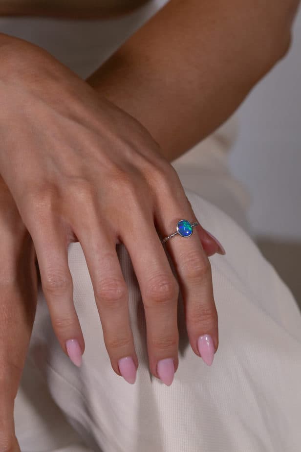 Tatiana Ring Sterling 1.30ct Dark Crystal Opal