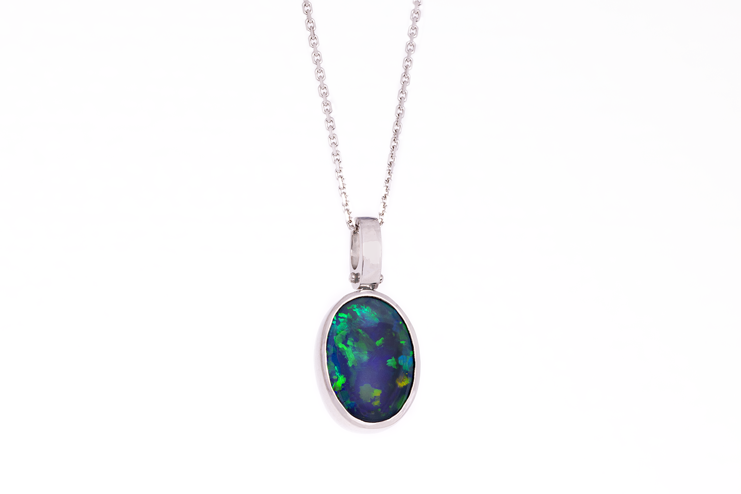 Tatiana Pendant White Gold with 2.29 ct Black Opal
