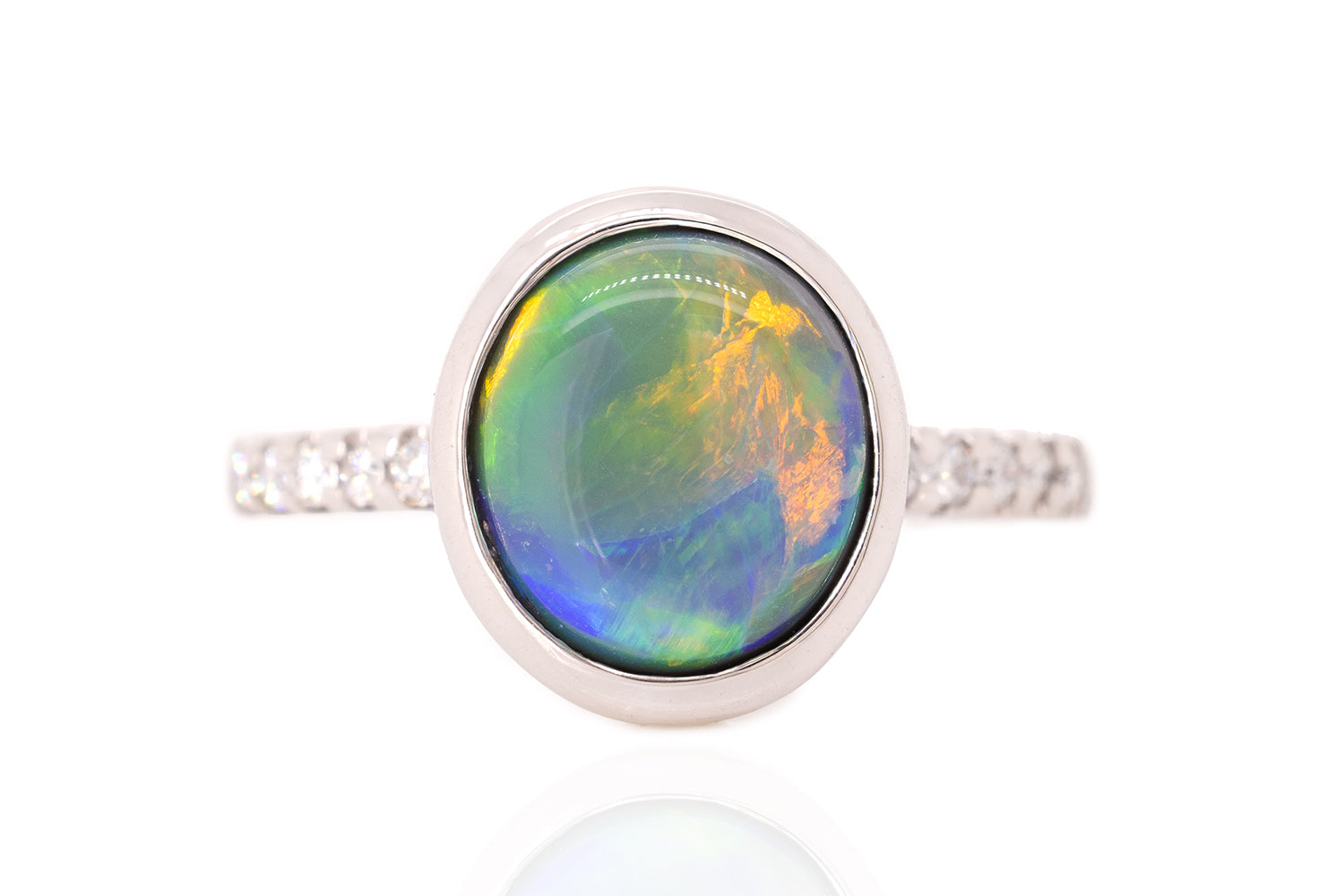 Tatiana Diamond Ring White Gold with 3.01ct Dark Opal