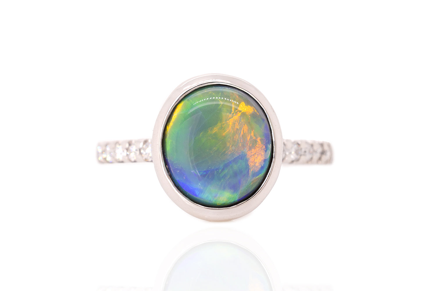 Tatiana Diamond Ring White Gold with 3.01ct Dark Opal