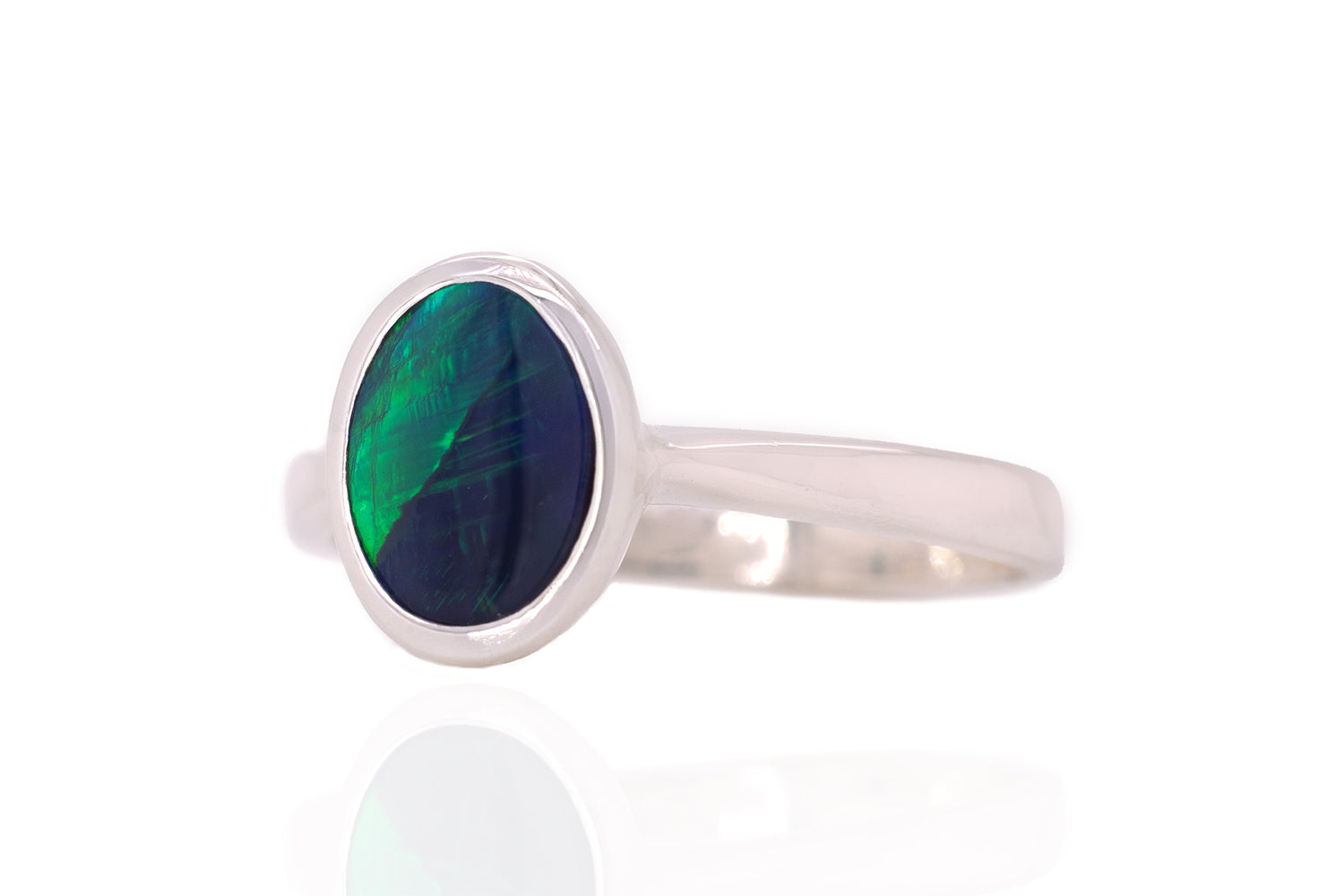 Australian 0.72ct  Black Opal Sterling Silver Tatiana Ring