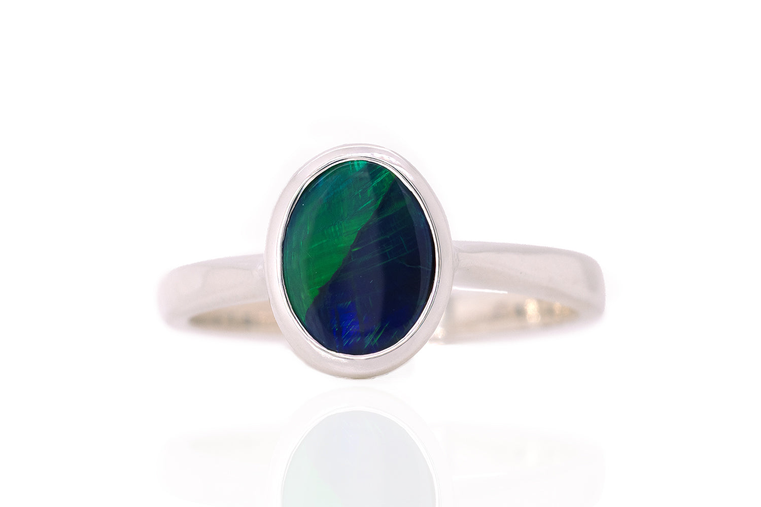 Australian 0.72ct  Black Opal Sterling Silver Tatiana Ring