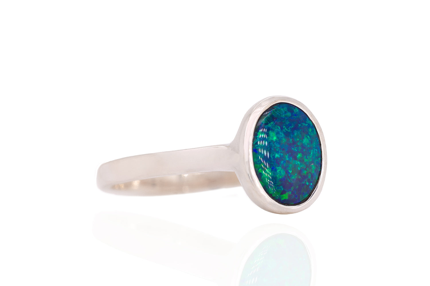 Australian 1.24 ct Black Opal Sterling Silver Tatiana Ring