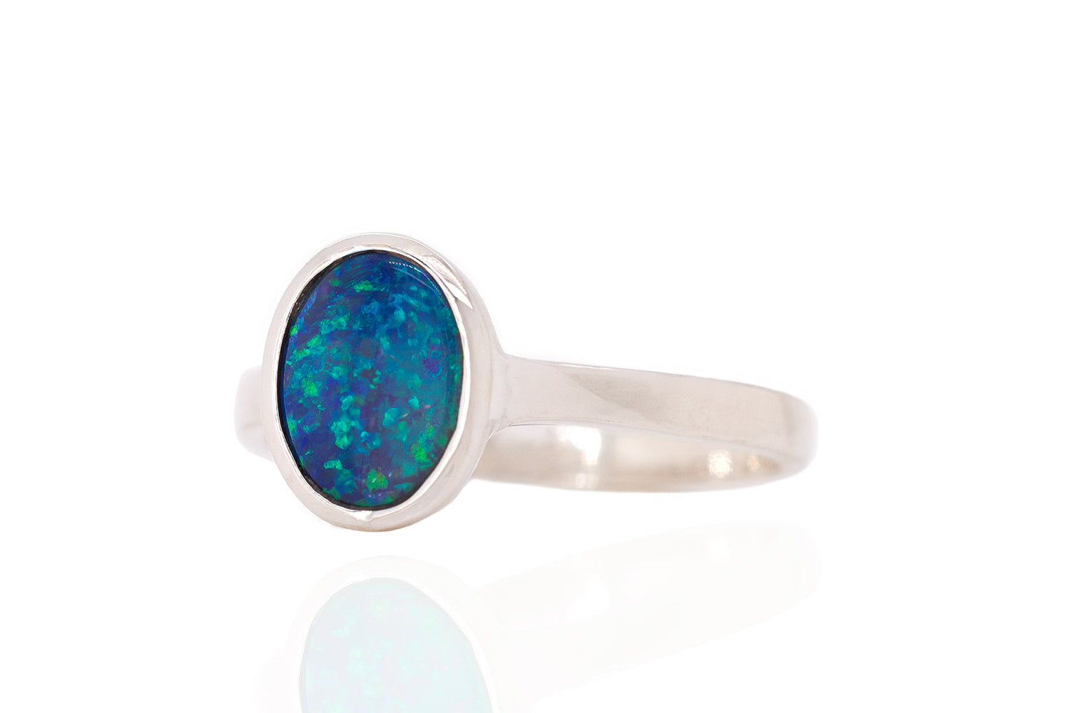 Australian 1.24 ct Black Opal Sterling Silver Tatiana Ring