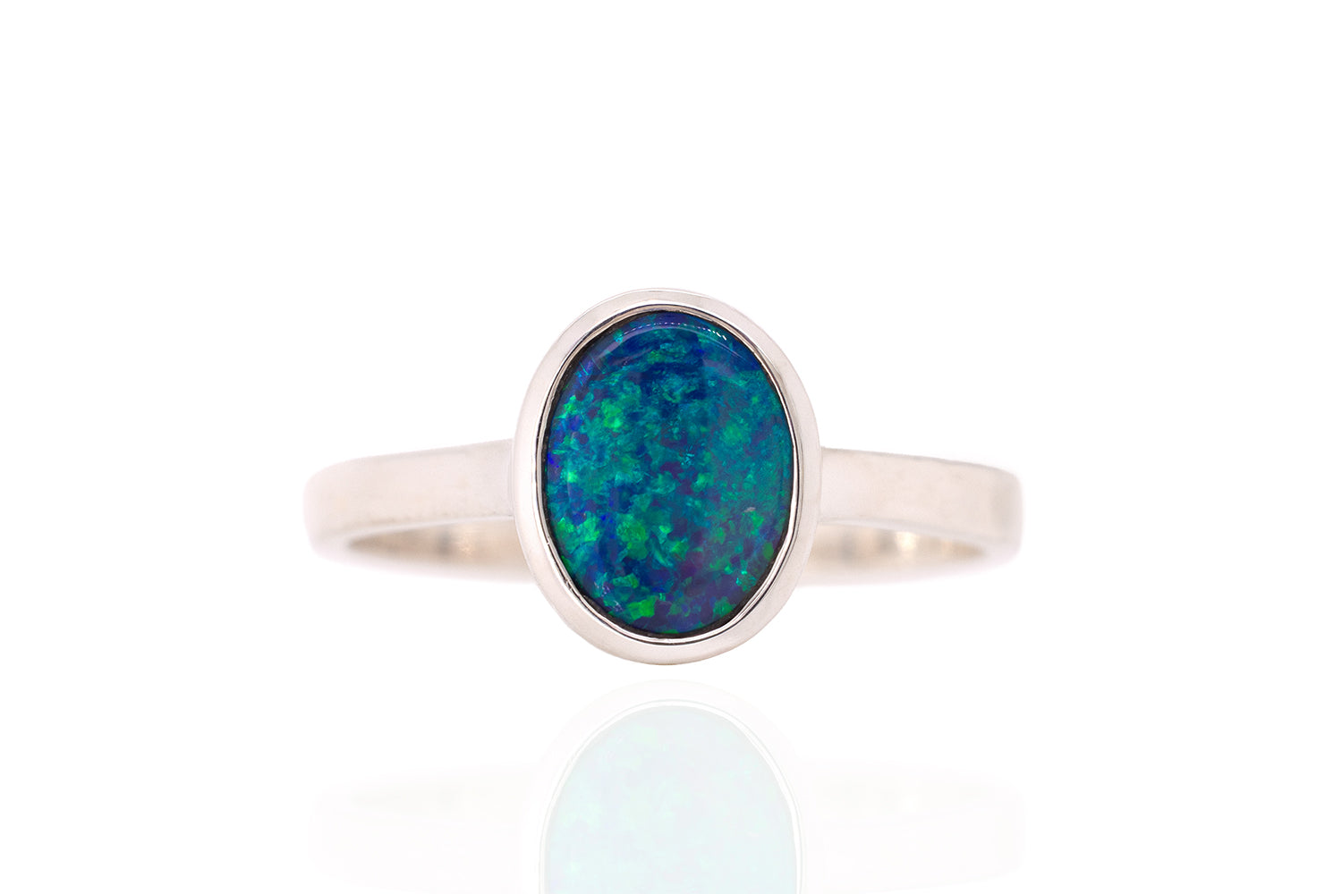 Australian 1.24 ct Black Opal Sterling Silver Tatiana Ring