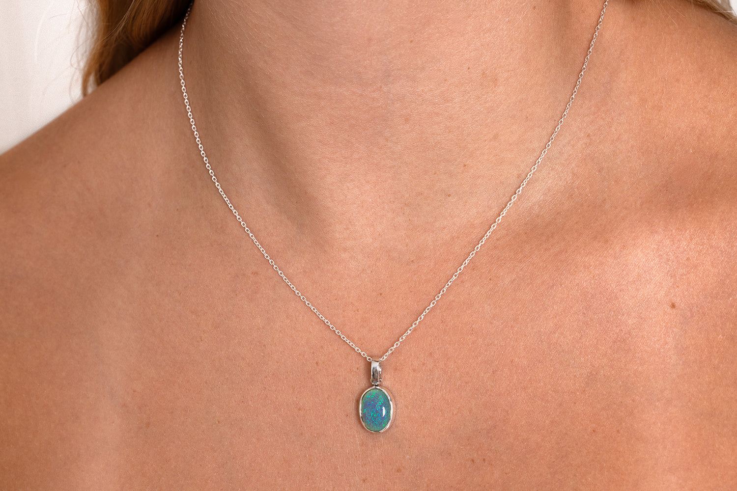 Tatiana — Sterling Silver 3.73 ct Crystal Opal Pendant