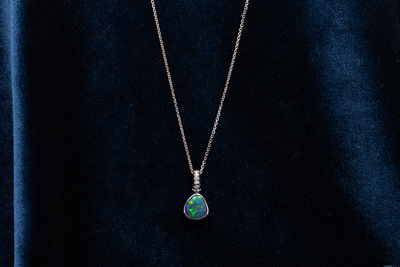 Tatiana Diamond Necklace 18kt White Gold with 1.74ct Black Opal