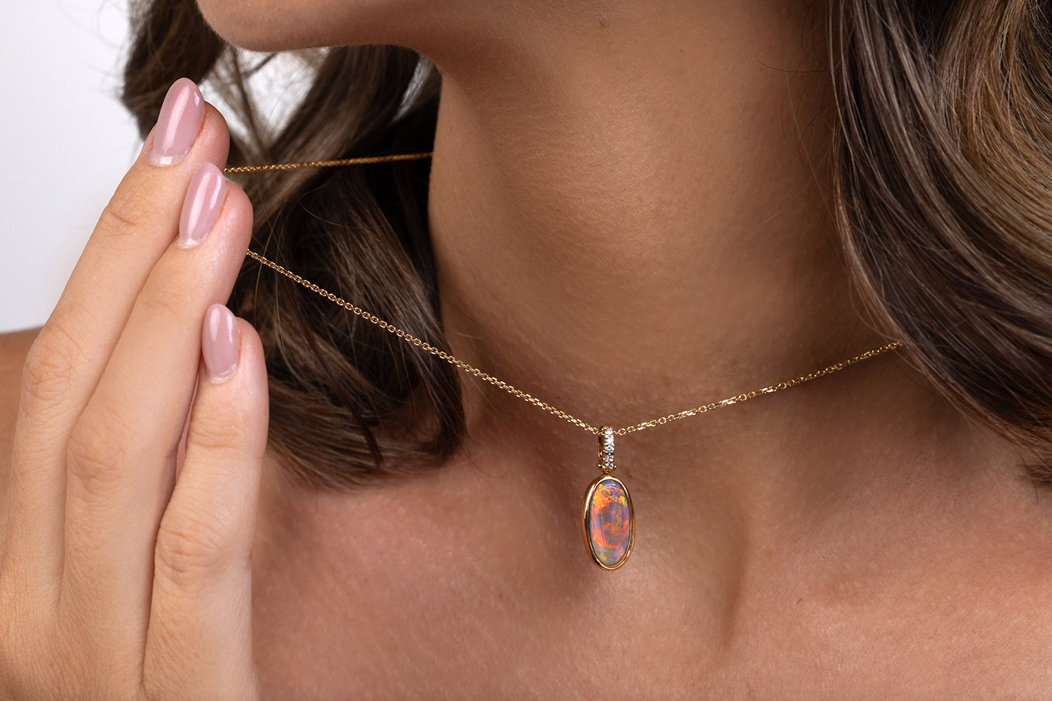 Tatiana Diamond Pendant Gold with 3.66ct Black Opal