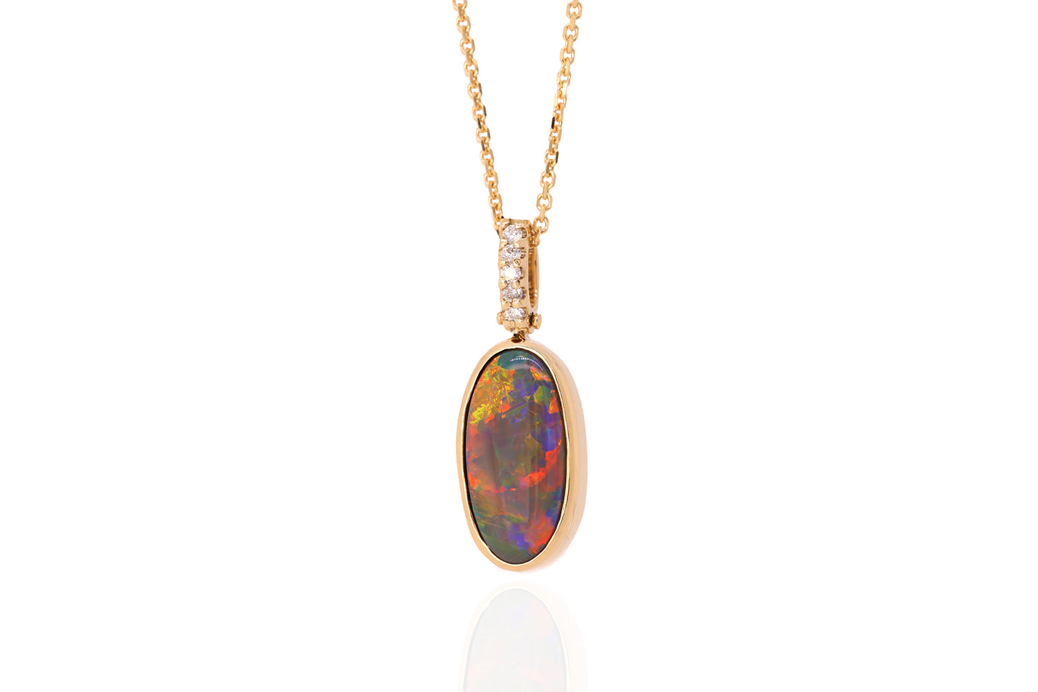 Tatiana Diamond Pendant Gold with 3.66ct Black Opal