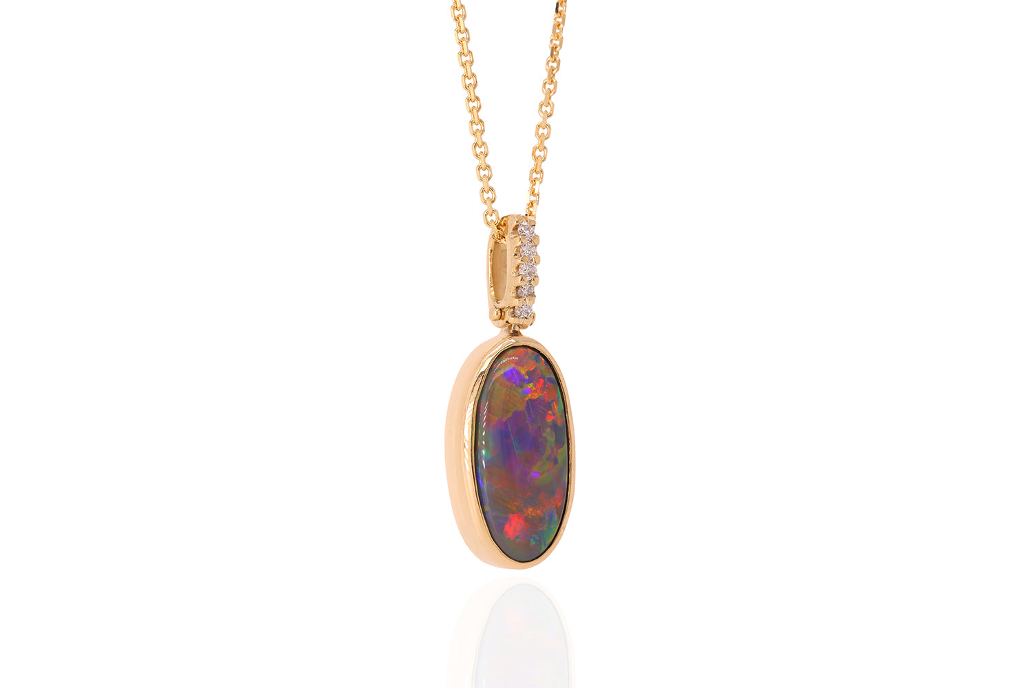 Tatiana Diamond Pendant Gold with 3.66ct Black Opal