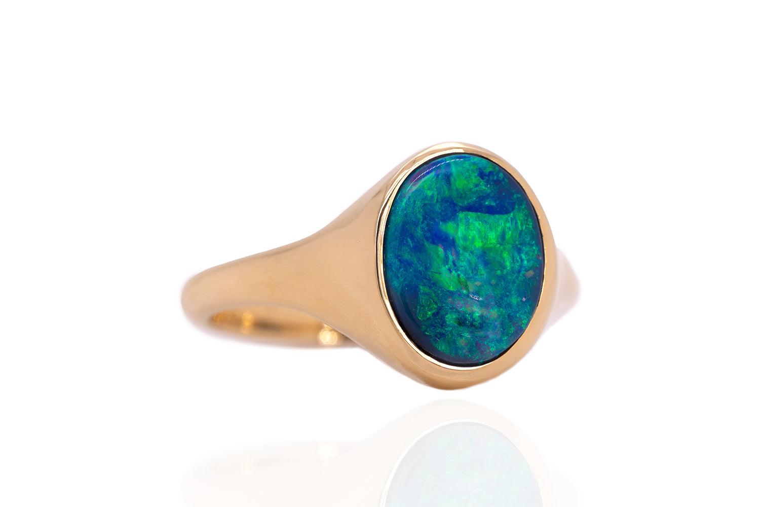 Australian 2.45 ct Black Opal 18kt Yellow Gold Valentina Ring
