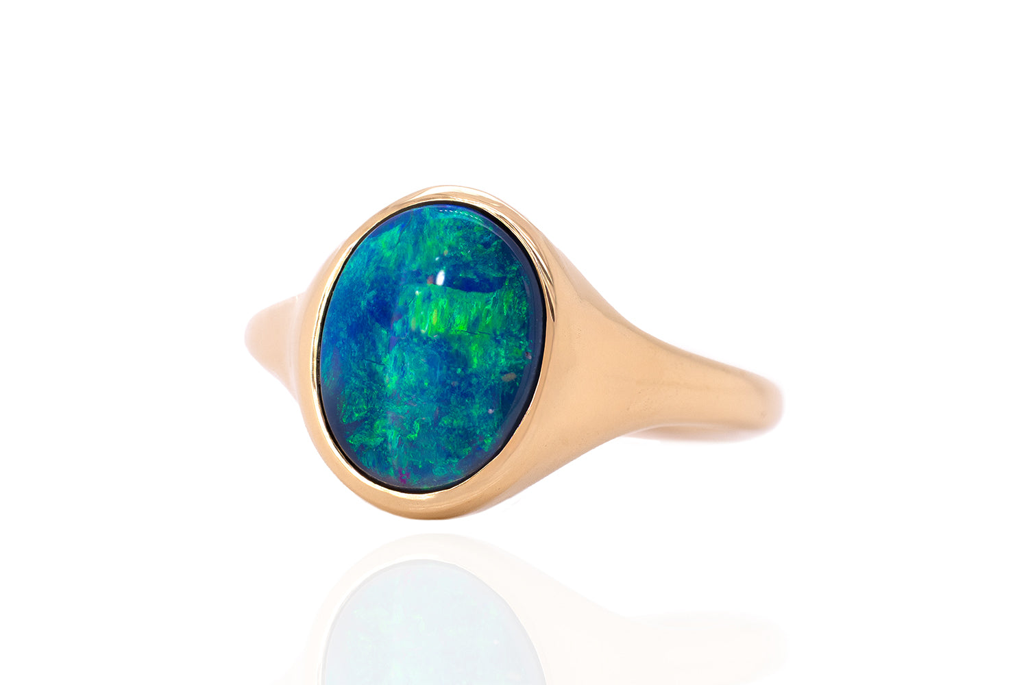 Australian 2.45 ct Black Opal 18kt Yellow Gold Valentina Ring