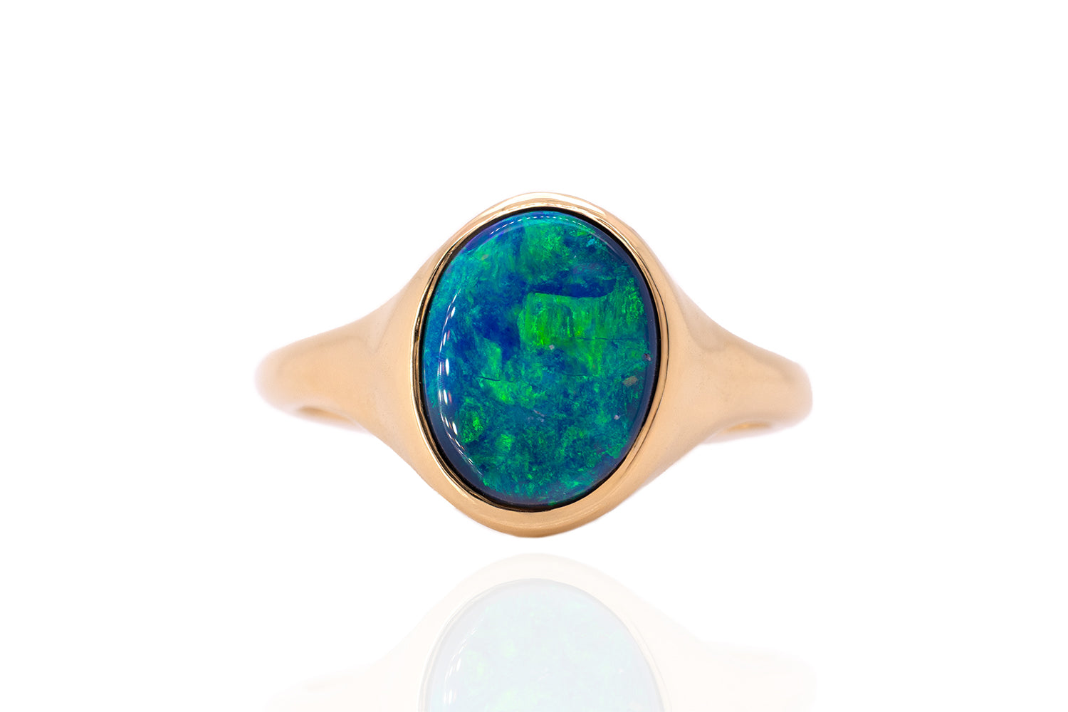 Australian 2.45 ct Black Opal 18kt Yellow Gold Valentina Ring