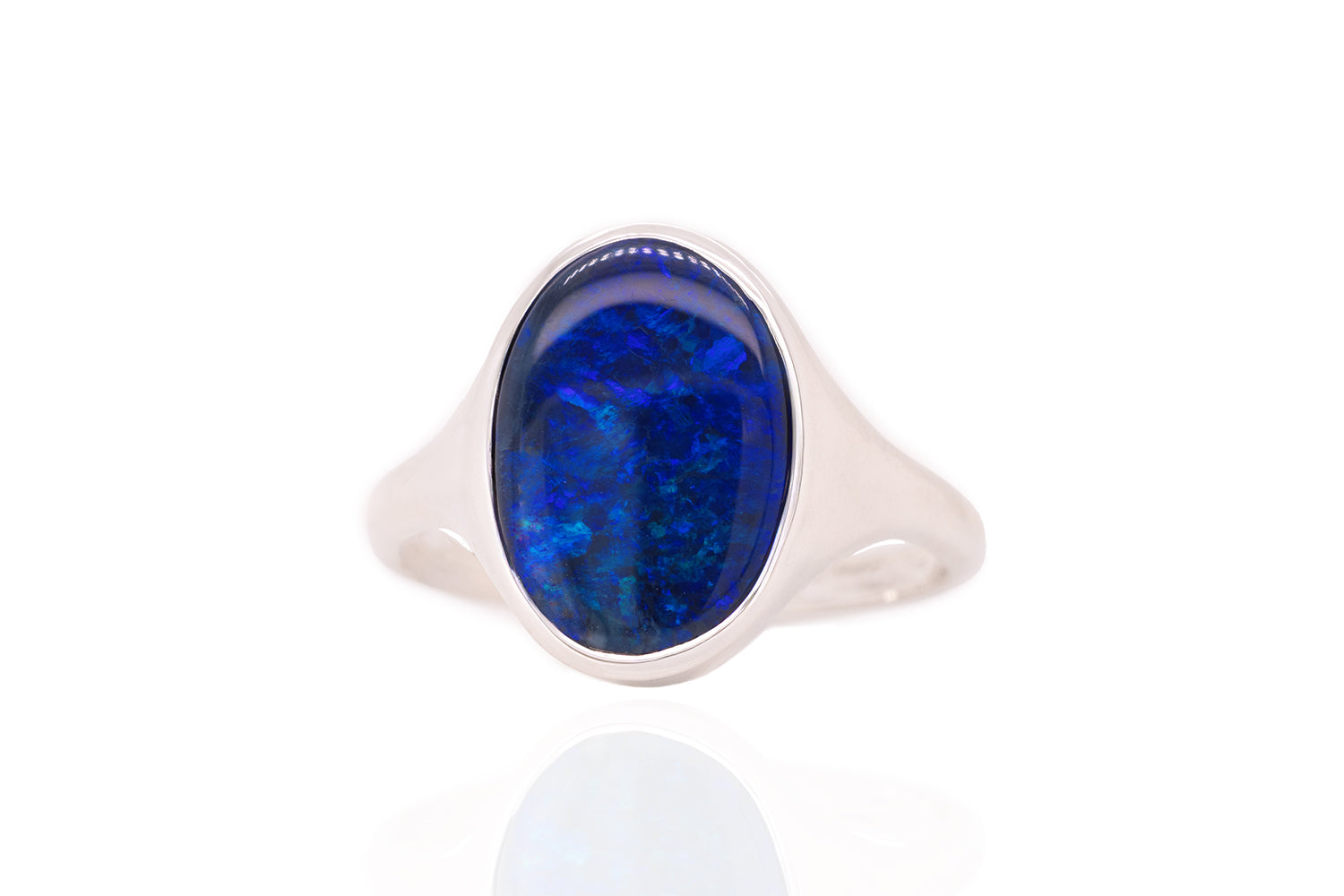 Australian 3.66ct Black Opal Sterling Silver Valentina Ring