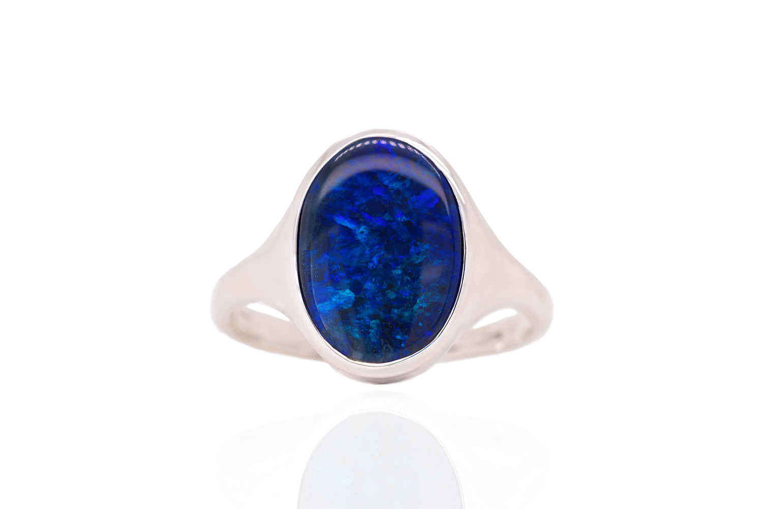 Australian 3.66ct Black Opal Sterling Silver Valentina Ring